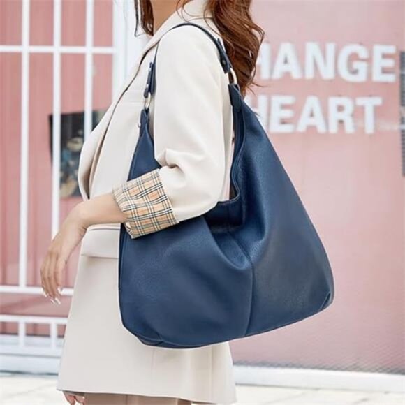 Hobo Bag for Women, Leather Tote Bag, Shoulder Purse Handbag with Zipper - Picture 6 of 6